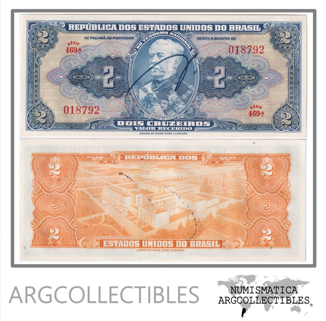 Brasil Billete 2 Cruzeiros 1944 P-133 UNC Firmado a Mano