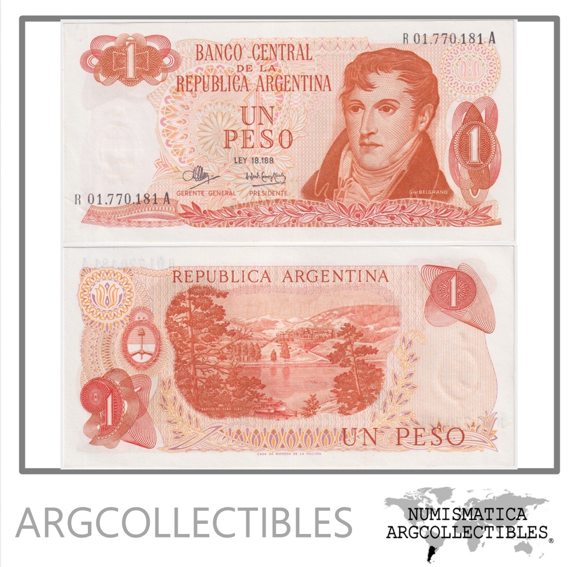 Argentina Billete 1 Peso 1973 P-287/BOT-2317 UNC (Reposición)