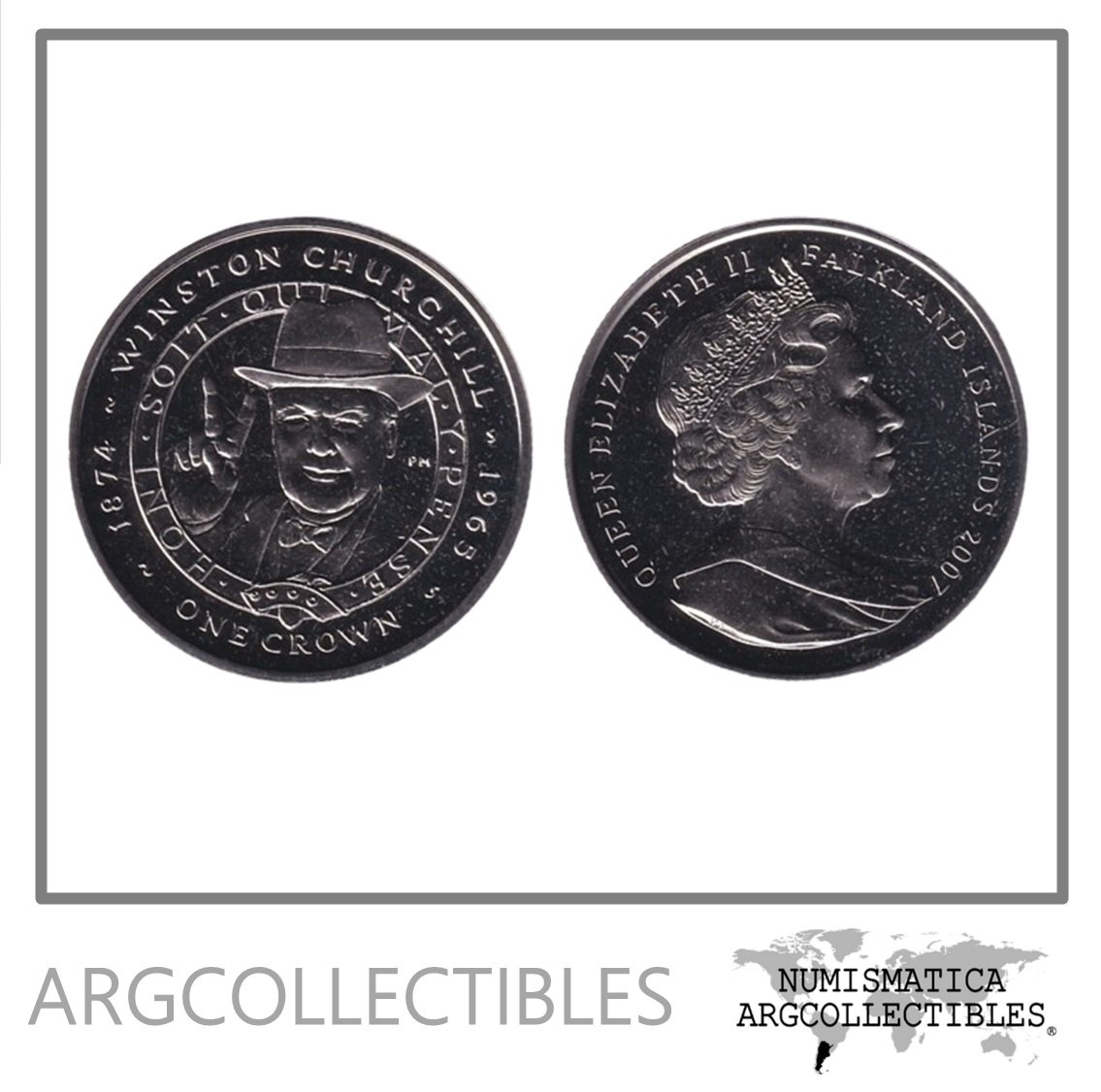 Malvinas Moneda 1 Crown 2007 Niquel Churchill KM-138 UNC