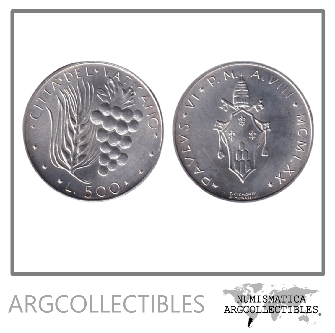 Vaticano Moneda 500 Liras 1970 Plata 835 KM-123 UNC