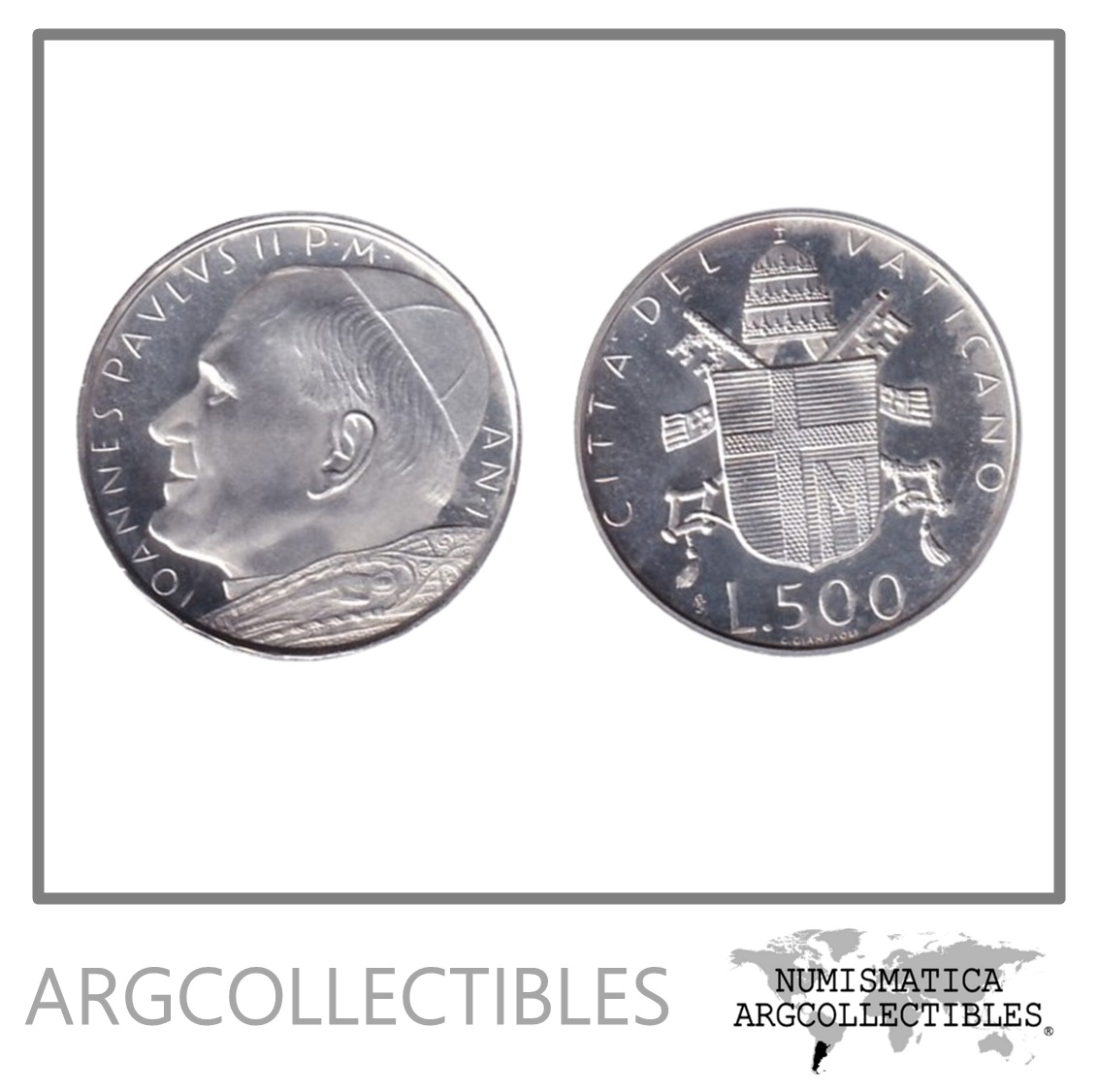 Vaticano Moneda 500 Liras 1979 Plata 835 Año I KM-148 UNC