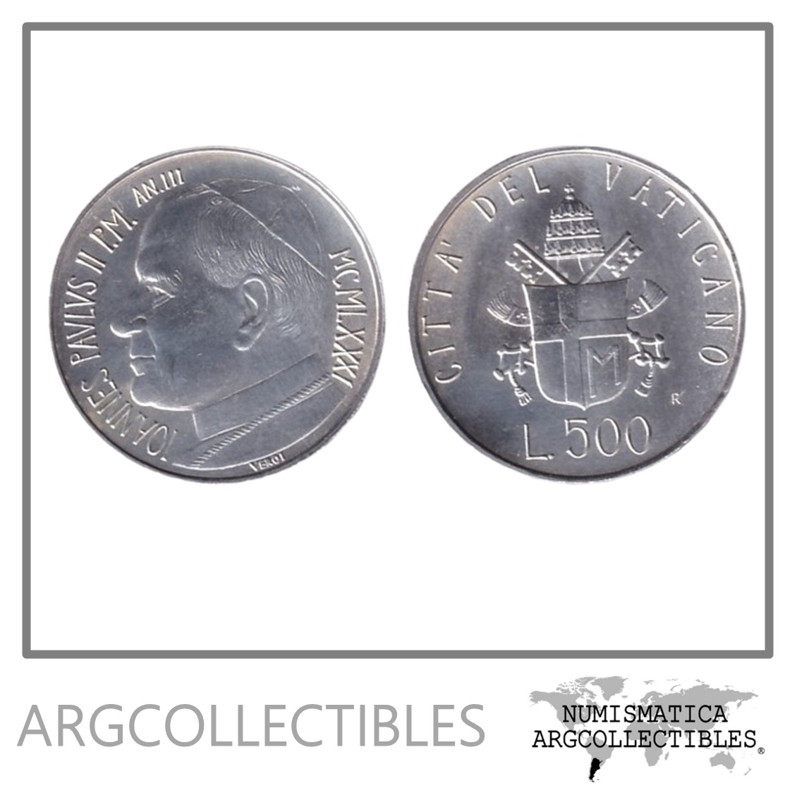 Vaticano Moneda 500 Liras 1981 Plata 835 KM-160 UNC