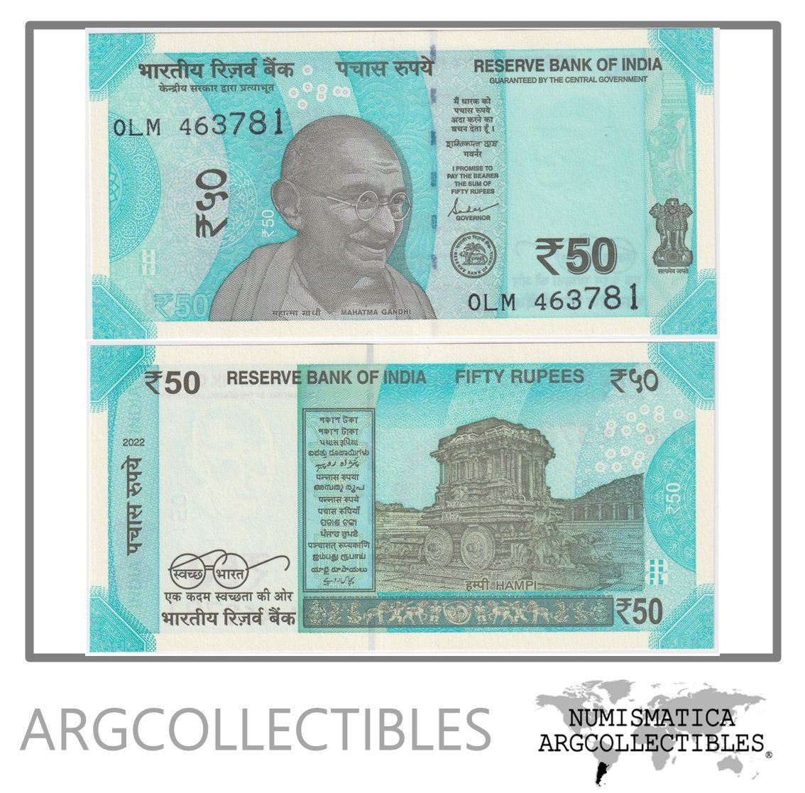India Billete 50 Rupias 2022 P-111 UNC