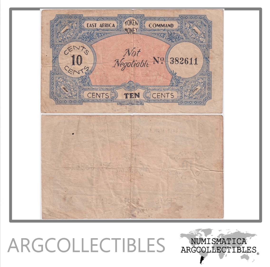 Africa del Este Billete 10 Centavos 1942 Schwan/Boing1272 VF (British Military Command)