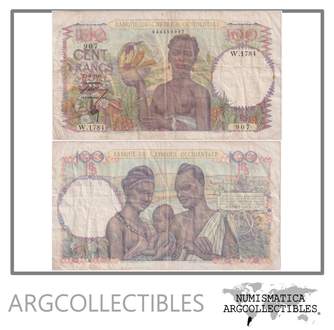 Africa Occidental Francesa Billete 100 Francos 1947 P-40 VF+