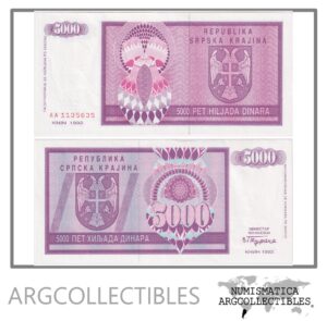 Croacia Billete 5.000 Dinara 1992 P-R6 UNC
