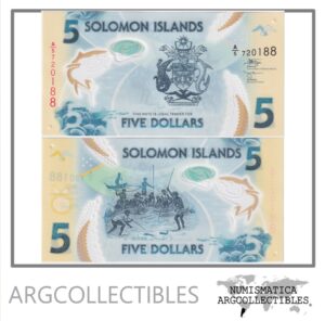 Islas Salomon Billete 5 Dolares 2022 P-38b UNC (Polimero)