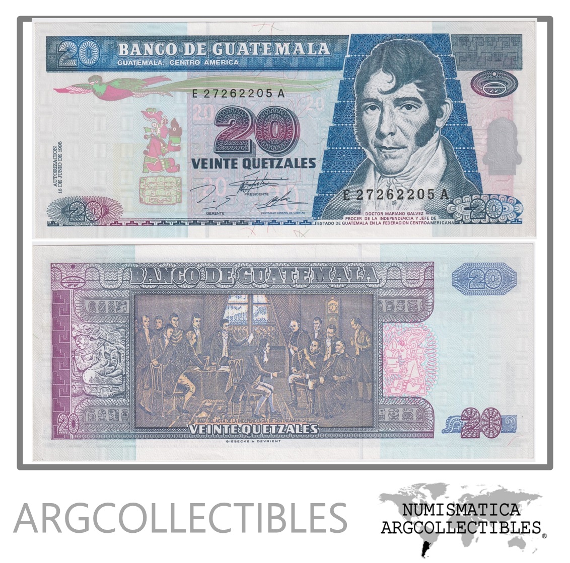 Guatemala Billete 20 Quetzales 1995 P-93 UNC - Argcollectibles