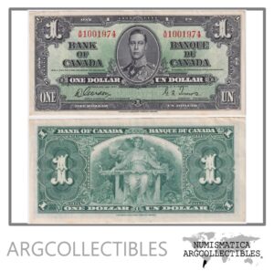 Canada Billete 1 Dolar 1937 P-58d XF+
