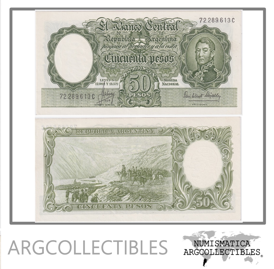 Argentina Billete 50 Pesos 1966 P-371d/BOT-2017 UNC Serie C