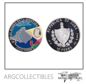 Cuba Moneda 10 Pesos 1996 Plata 999-15gr Julio Verne KM-585 Proof