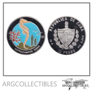 Cuba Moneda 10 Pesos 2004 Plata 999-15gr Hippocampus Kuda KM-797 Proof