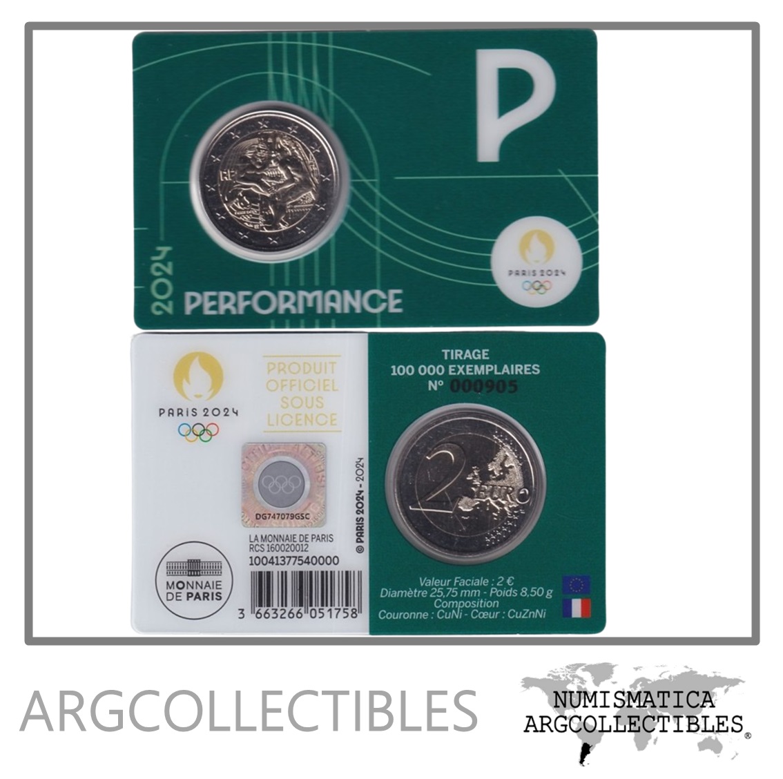 Francia Blister Moneda 2 Euros 2024 Bimetalica Juegos Olimpicos Paris UNC