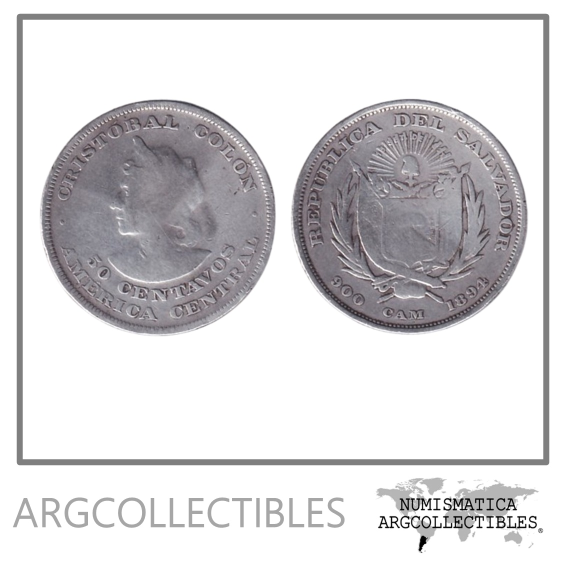 El Salvador Moneda 50 Centavos 1894 Plata 900 KM-113 VF