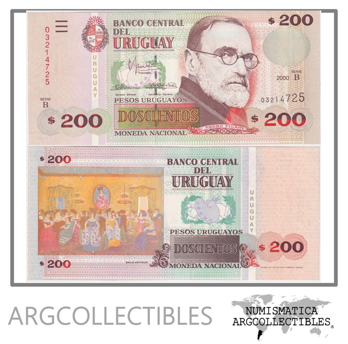 Uruguay Billete 200 Pesos 2000 P-77b AU