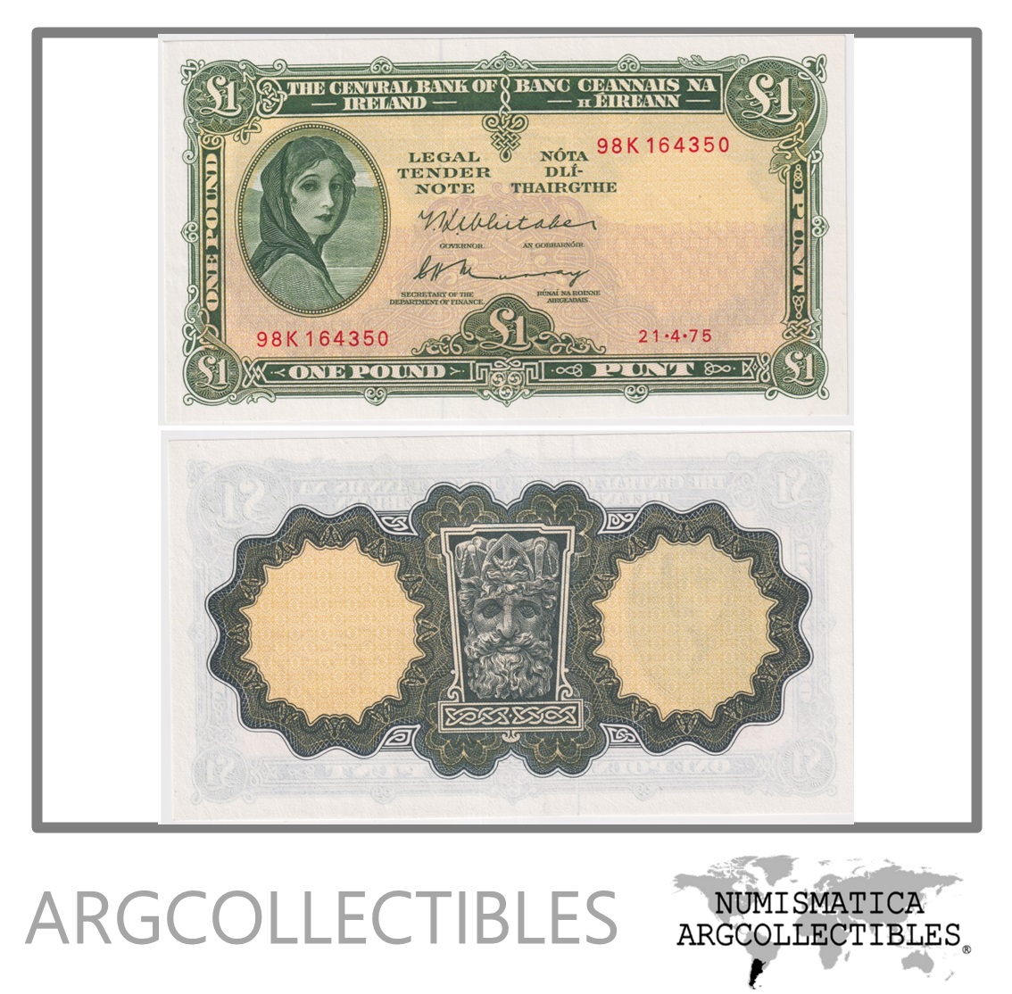 Irlanda Billete 1 Pound 1975 P-64c UNC