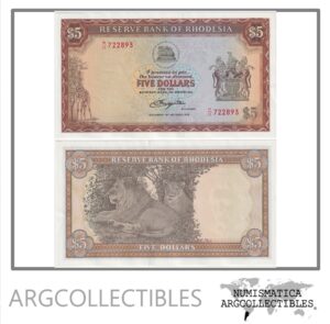 Rhodesia Billete 5 Dolares 1978 P-36b AU