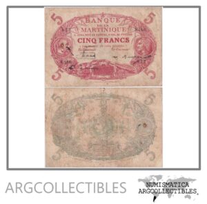 Martinica Billete 5 Francos 1929 P-6a F
