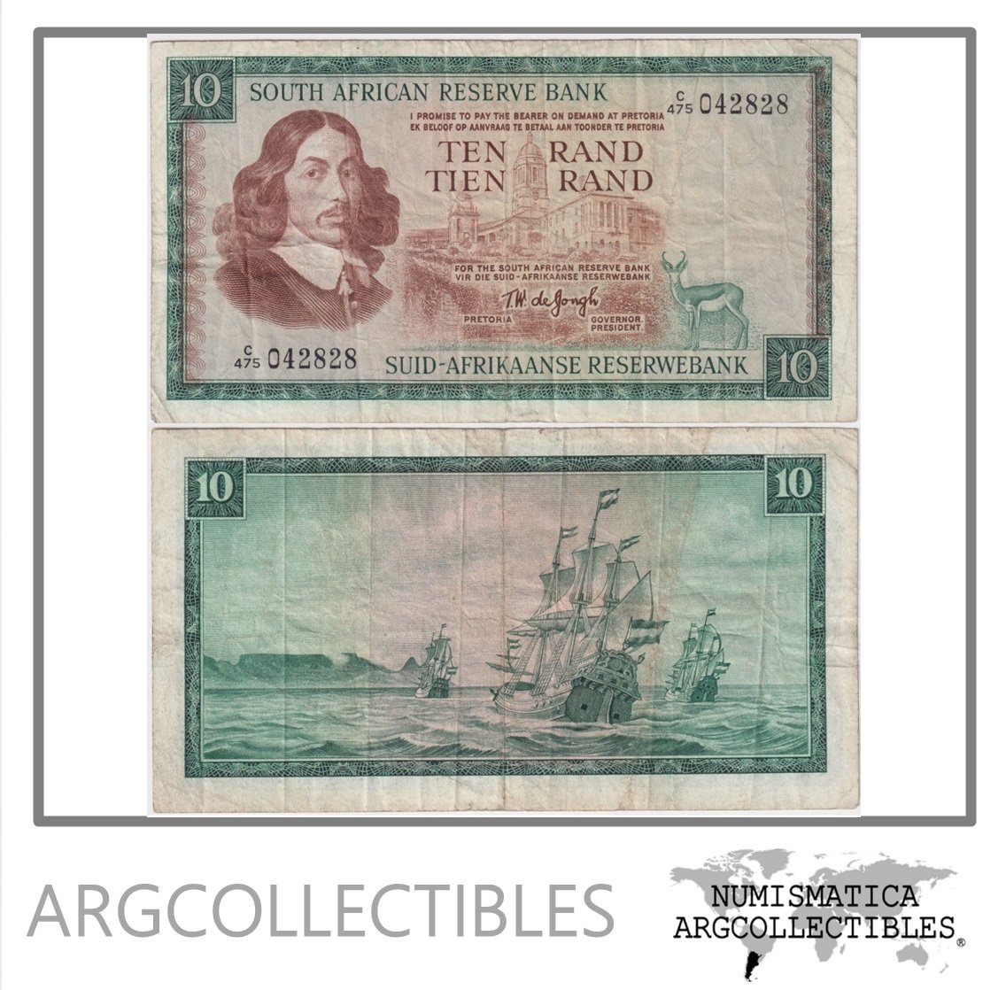 Sudafrica Billete 10 Rand 1966-1976 P-114c VF