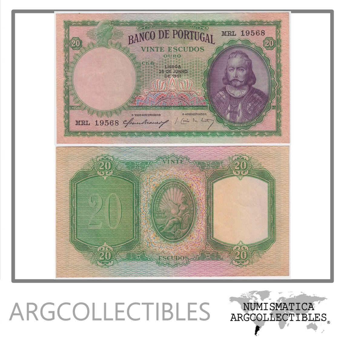 Portugal Billete 20 Escudos 1951 P-153 XF+