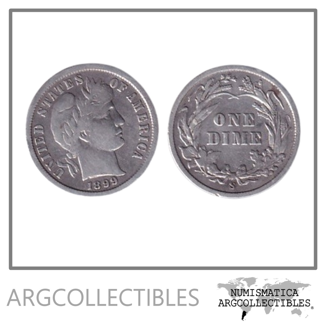 Usa Moneda 1 Dime 1899 S Plata 900 Barber KM-113 VF+