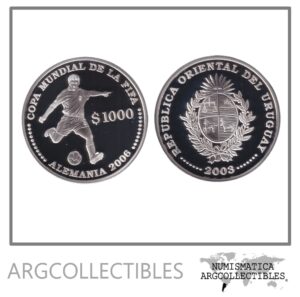 Uruguay Moneda 1.000 Pesos 2003 Plata 925-27gr Mundial Futbol Alemania 2006 KM-122 Proof
