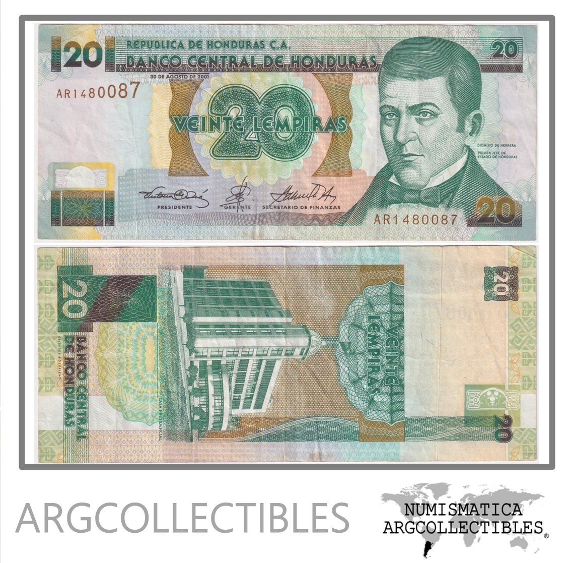 Honduras Billete 20 Lempiras 2001 P-87a VF