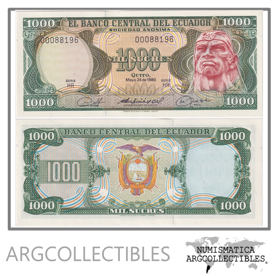 Ecuador Billete 1.000 Sucres 1980 P-120b UNC