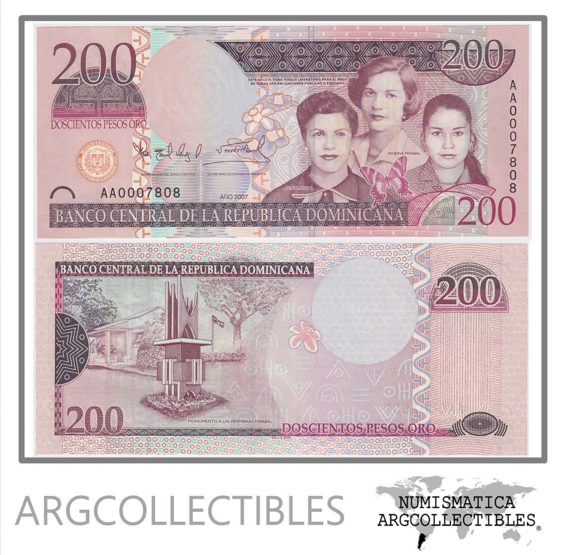 Republica Dominicana Billete 200 Pesos 2007 P-178 UNC