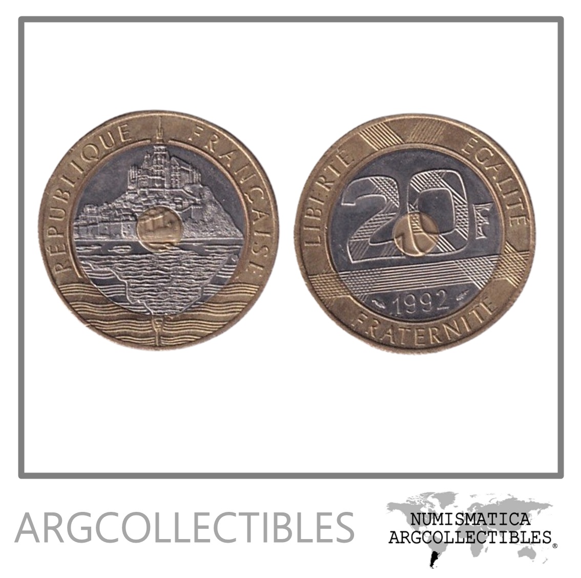Francia Moneda 20 Francos 1992 Trimetalica KM-1008 UNC