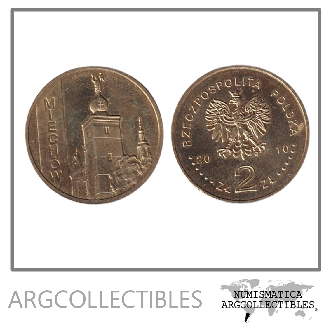 Polonia Moneda 2 Zlotych 2010 Ciudades Miechow Laton Y#760 UNC