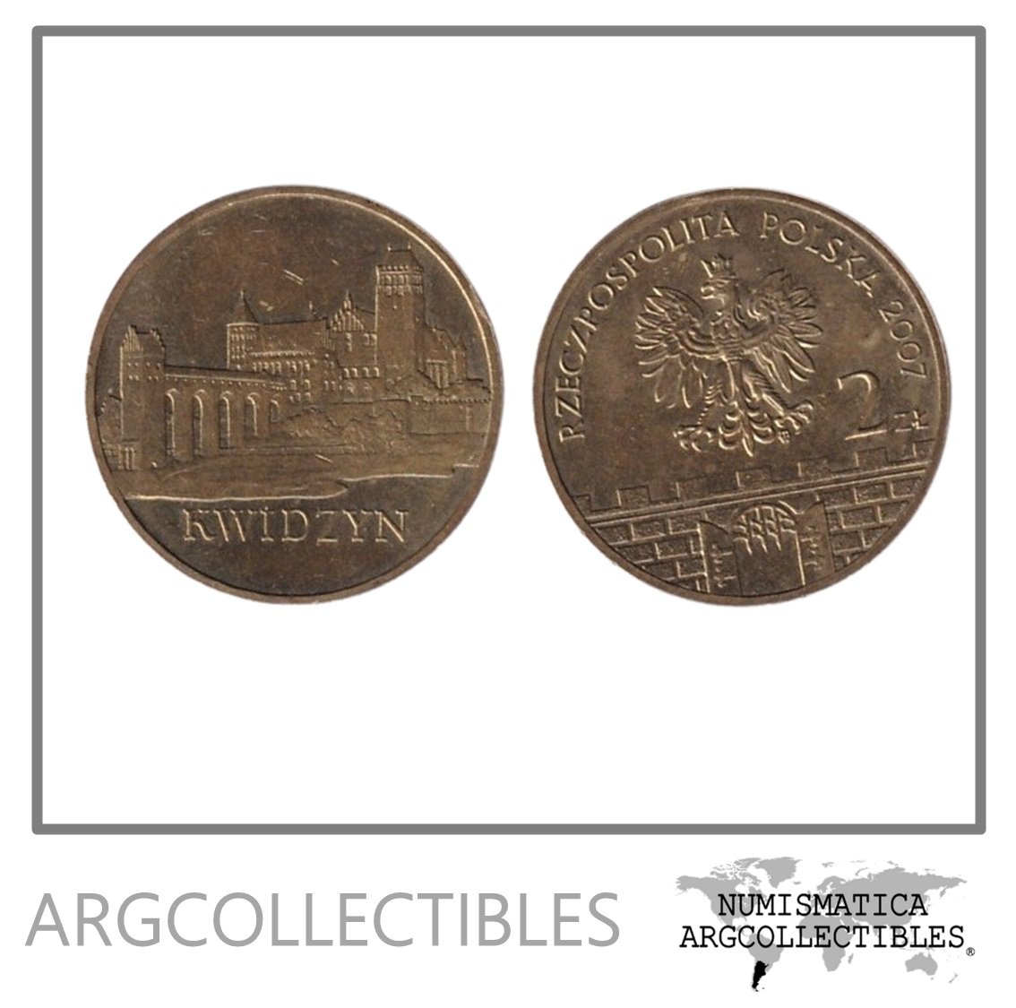 Polonia Moneda 2 Zlotych 2007 Ciudades Kwidzyn Laton Y#577 UNC