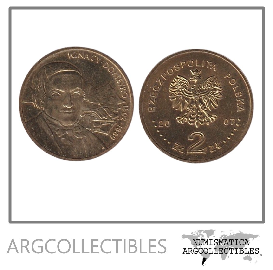 Polonia Moneda 2 Zlotych 2007 Ignacy Domeyko Laton Y#590 UNC
