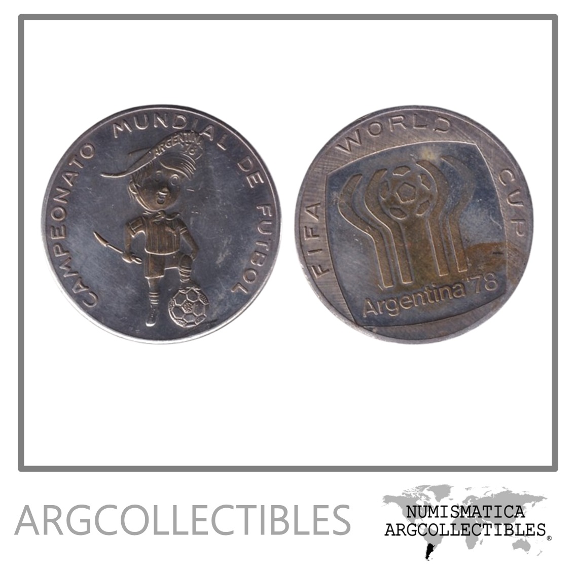 Argentina 1978 Medalla Cobre bañada Mundial Futbol Gauchito
