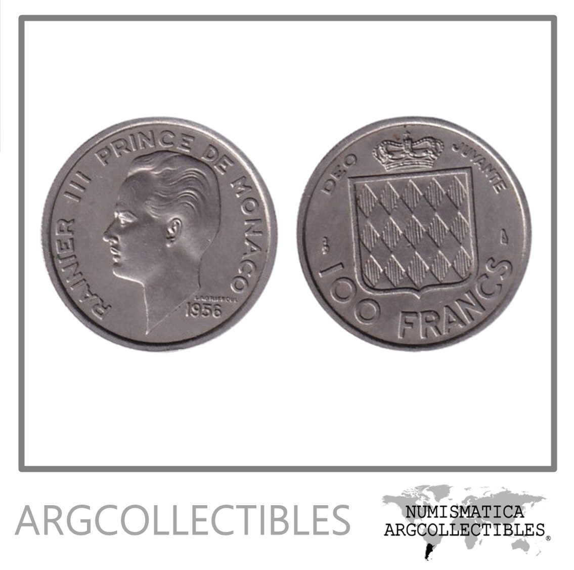 Monaco Moneda 100 Francos 1956 Rainier III Niquel KM-134 AU