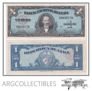 Cuba Billete 1 Peso 1960 P-77b UNC