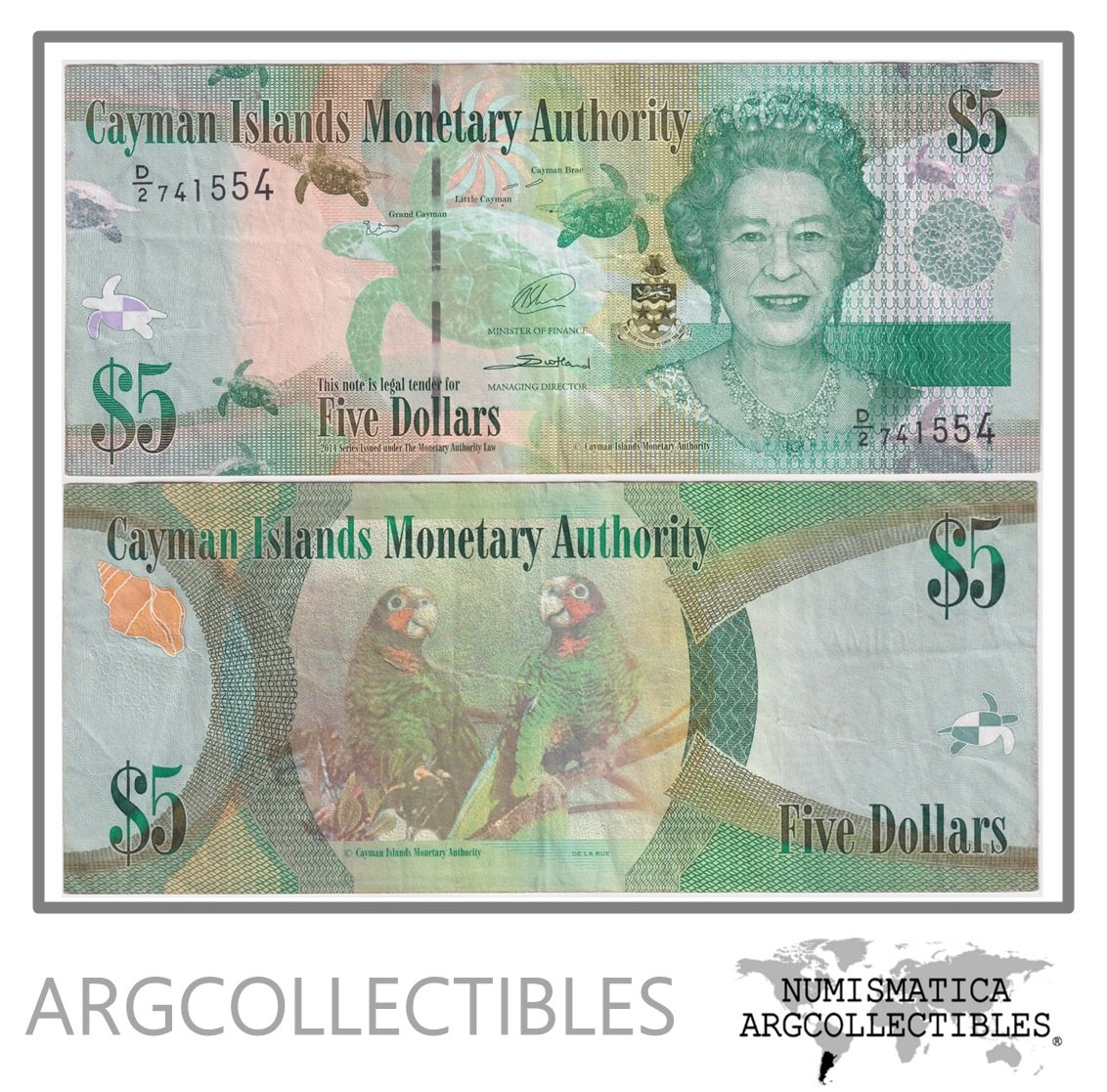 Islas Caiman Billete 5 Dolares 2014 P-39b XF