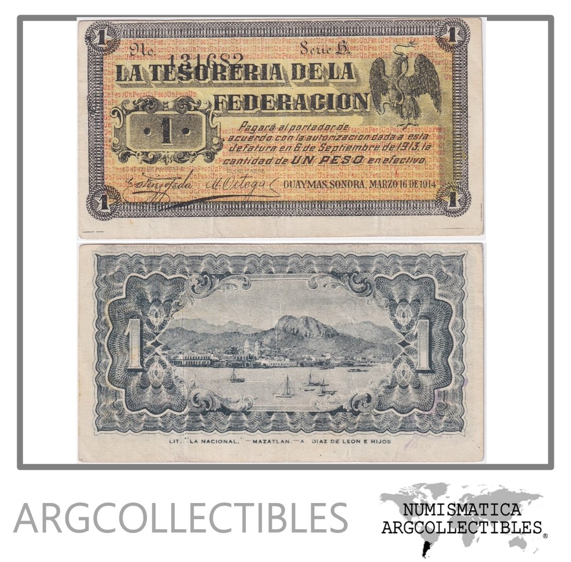 Mexico Billete 1 Peso 1914 P-S-1060 XF