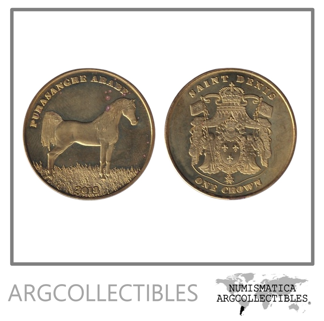 San Denis Moneda 1 Crown 2018 Caballo Arabe Laton UNC