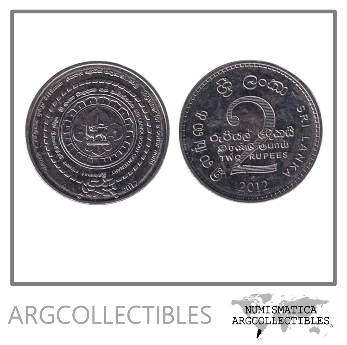 Sri Lanka Moneda 2 Rupias 2012 100 Aniversario Scouts Niquel UNC