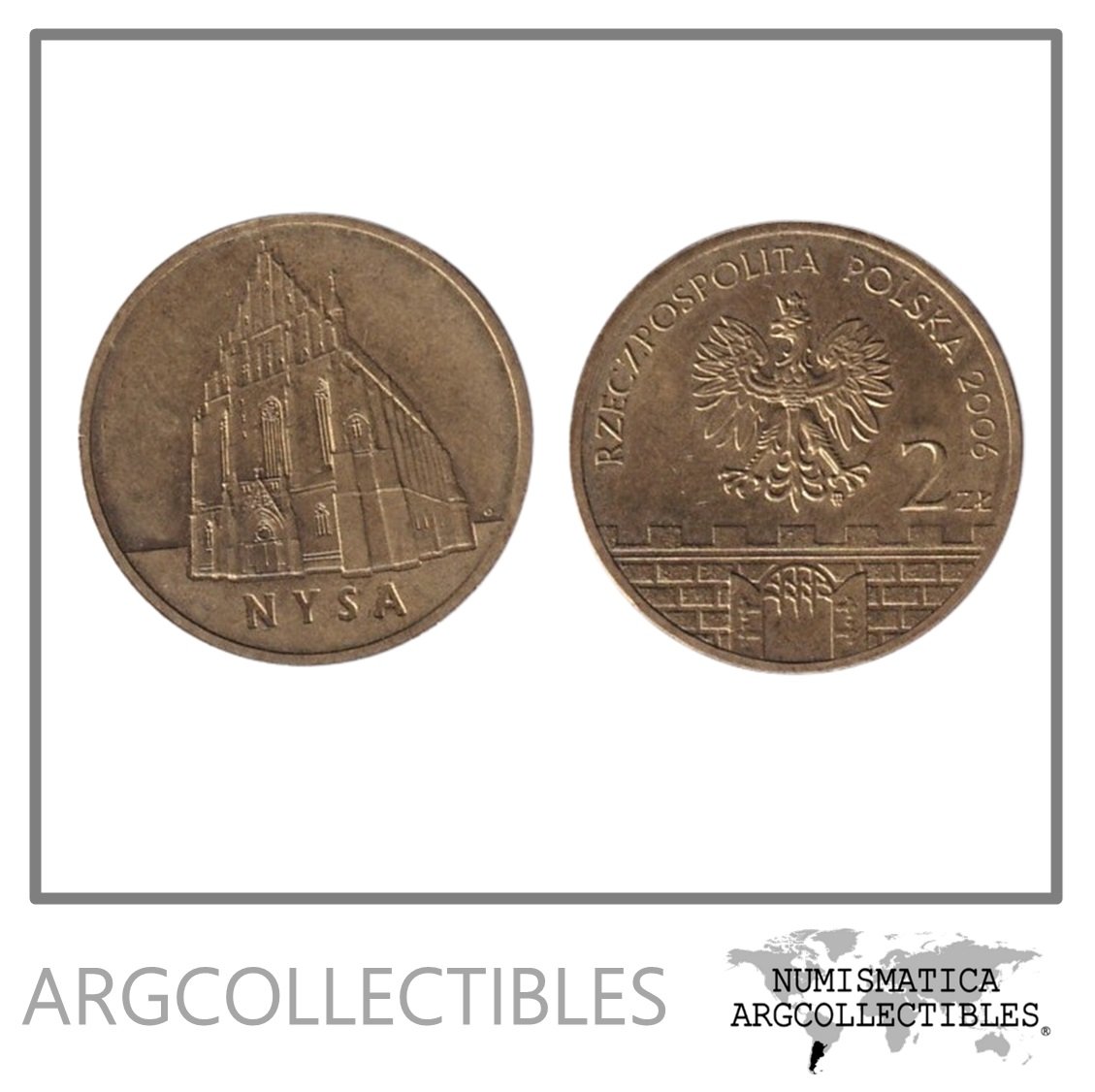 Polonia Moneda 2 Zlotych 2006 Ciudades Nysa Laton Y#570 UNC