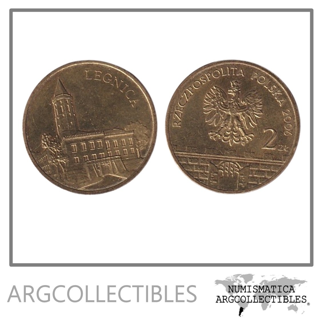 Polonia Moneda 2 Zlotych 2006 Ciudades Legnica Laton Y#548 UNC