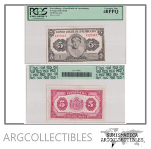 Luxemburgo Billete 5 Francos 1944 P-43b XF (Certificado)