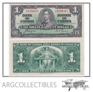 Canada Billete 1 Dolar 1937 P-58d XF