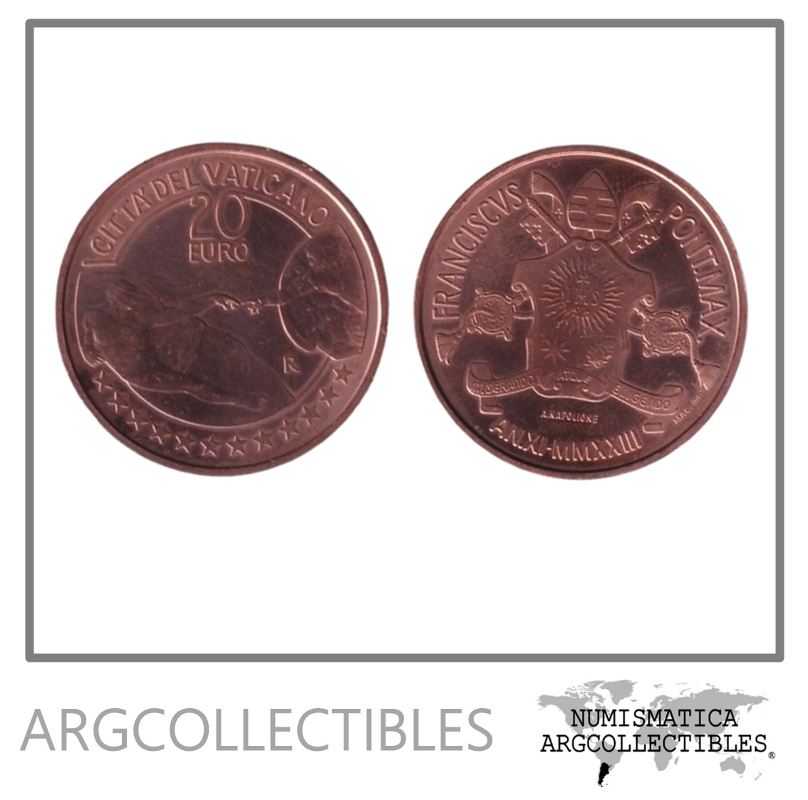 Vaticano Moneda 20 Euros 2023 La Creacion de Adan Cobre AU