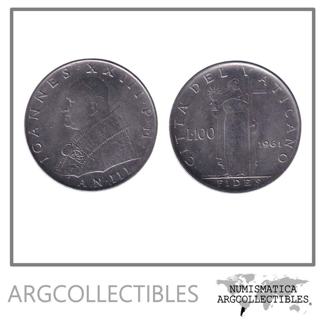 Vaticano Moneda 100 Liras 1961 Acero KM-64 UNC