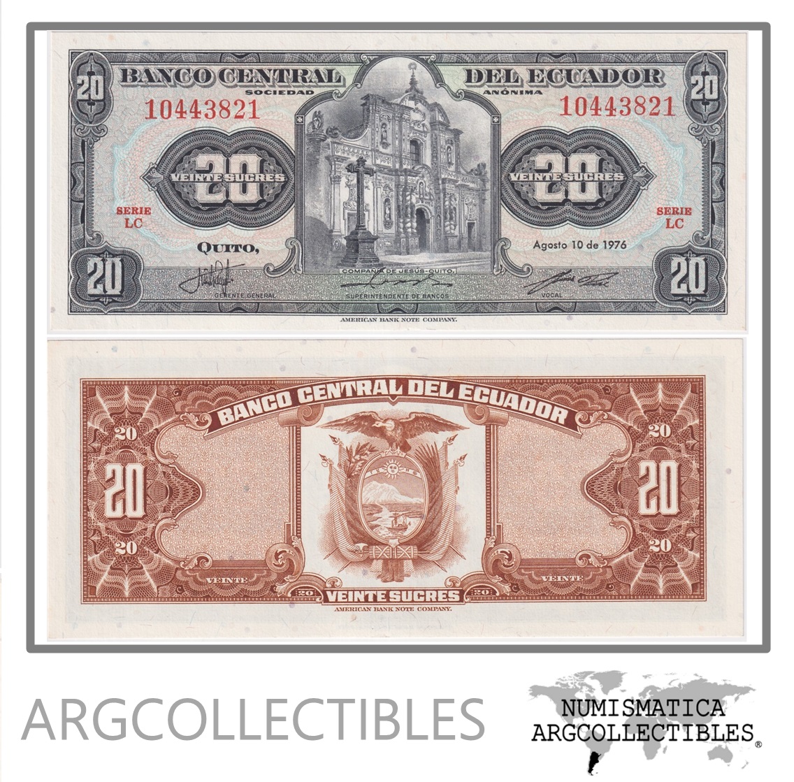 Ecuador Billete 20 Sucres 1976 P-110 UNC