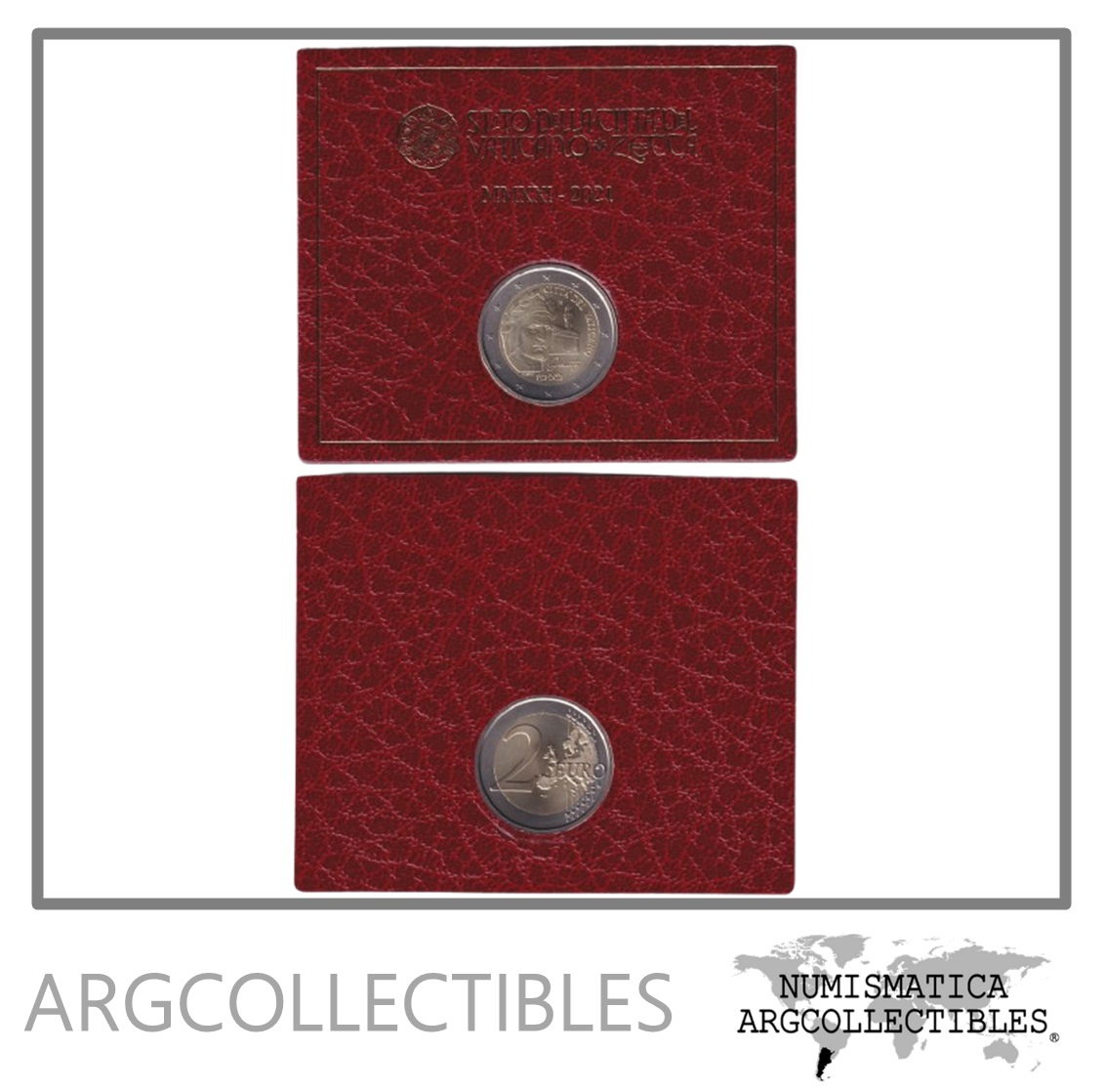 Vaticano Blister Moneda 2 Euros 2021 Bimetalica Dante Alighieri UNC