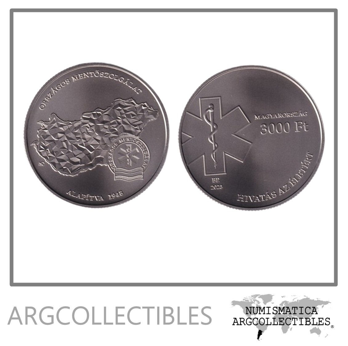 Hungria Moneda 3.000 Forint 2023 Niquel Servicio Nacional de Ambulancia UNC