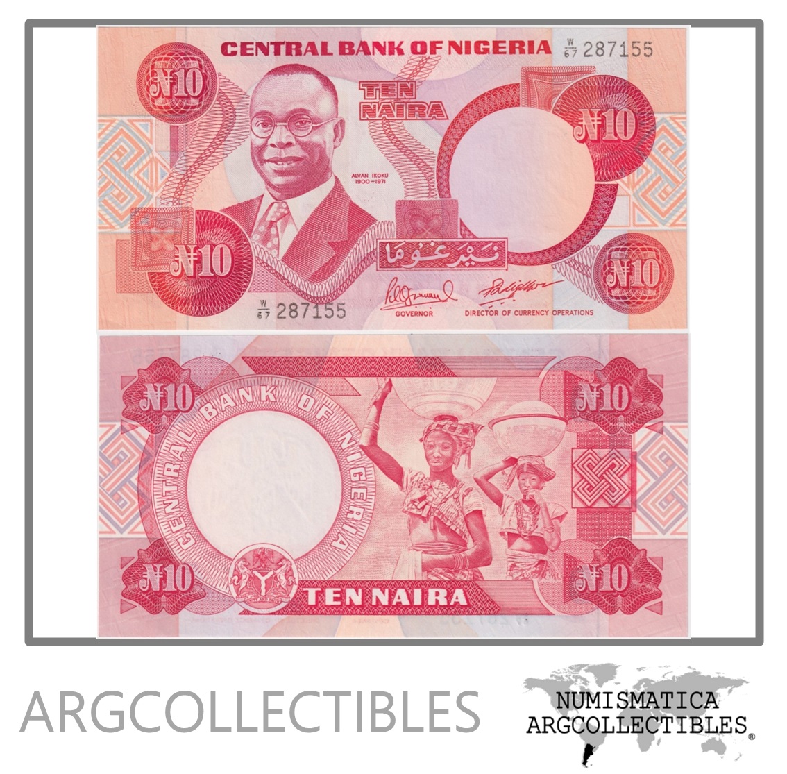 Nigeria Billete 10 Naira 1984-2000 P-25e UNC